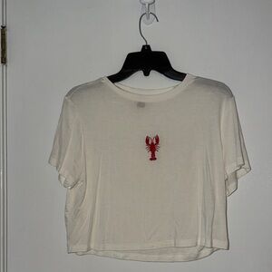 SHEIN- White crawfish Embroidered Women's crop Top- size medium